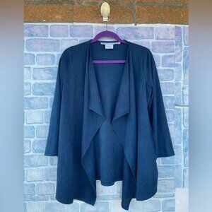 GRETCHEN SCOTT teal Open Front Long Sleeve Waterfall Cardigan Sweater Sueded XS